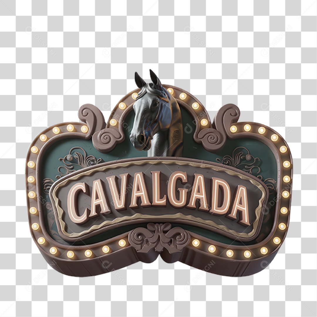 Selo 3D Cavalgada PNG Transparente