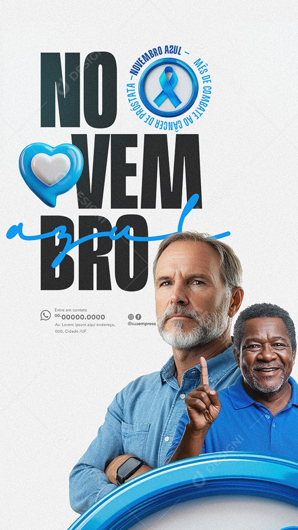 Story Novembro Azul Mês da Prevenção Contra o Câncer de Próstata Social Media PSD Editável