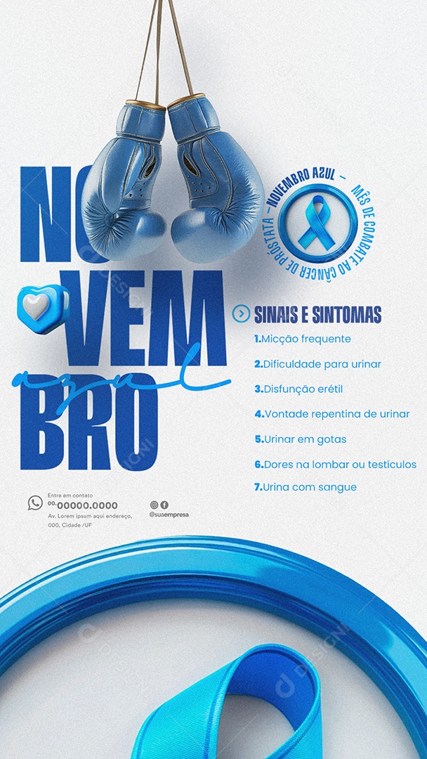 Story Novembro Azul Mês da Prevenção Contra o Câncer de Próstata Social Media PSD Editável