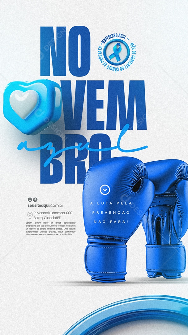 Story Novembro Azul Mês da Prevenção Contra o Câncer de Próstata Social Media PSD Editável