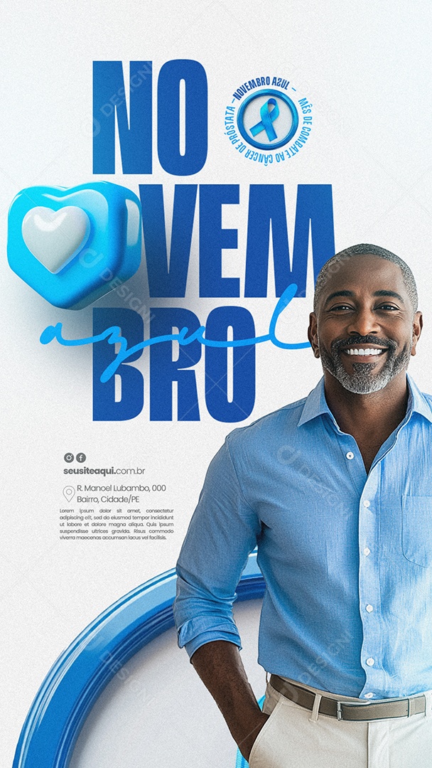 Story Novembro Azul Mês da Prevenção Contra o Câncer de Próstata Social Media PSD Editável