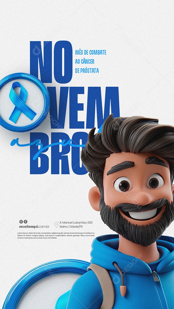 Story Novembro Azul Mês da Prevenção Contra o Câncer de Próstata Social Media PSD Editável