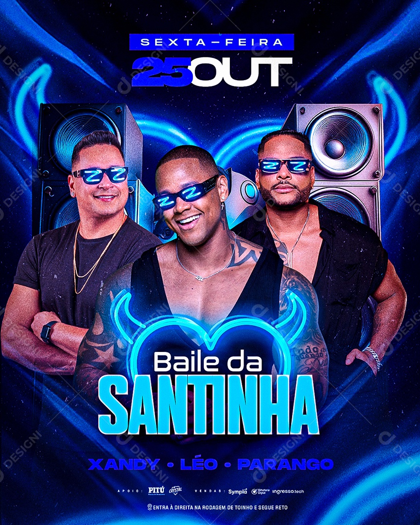 Feed Flyer Baile Da Santinha Social Media PSD Editável