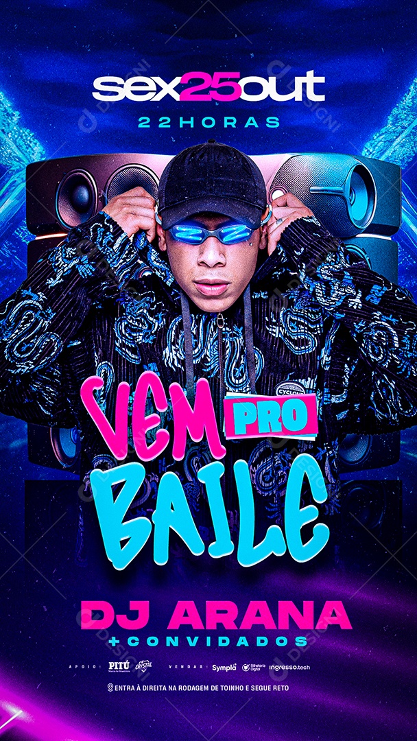 Story Flyer Vem Pro Baile DJ Arana Social Media PSD Editável