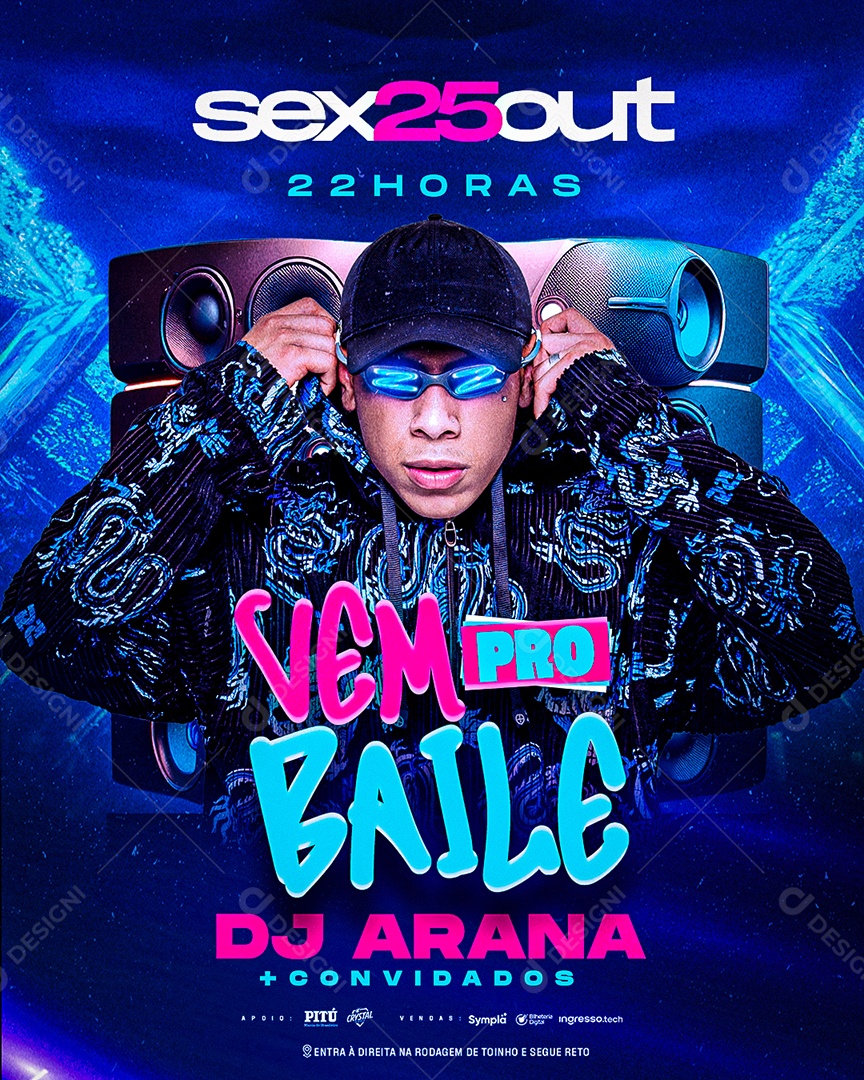 Feed Flyer Vem Pro Baile DJ Arana Social Media PSD Editável