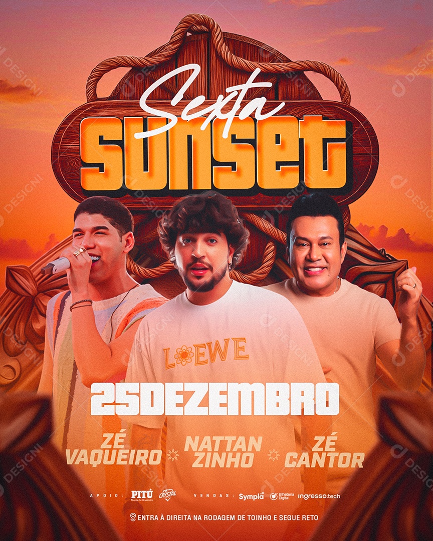 Feed Flyer Sexta Sunset Social Media PSD Editável