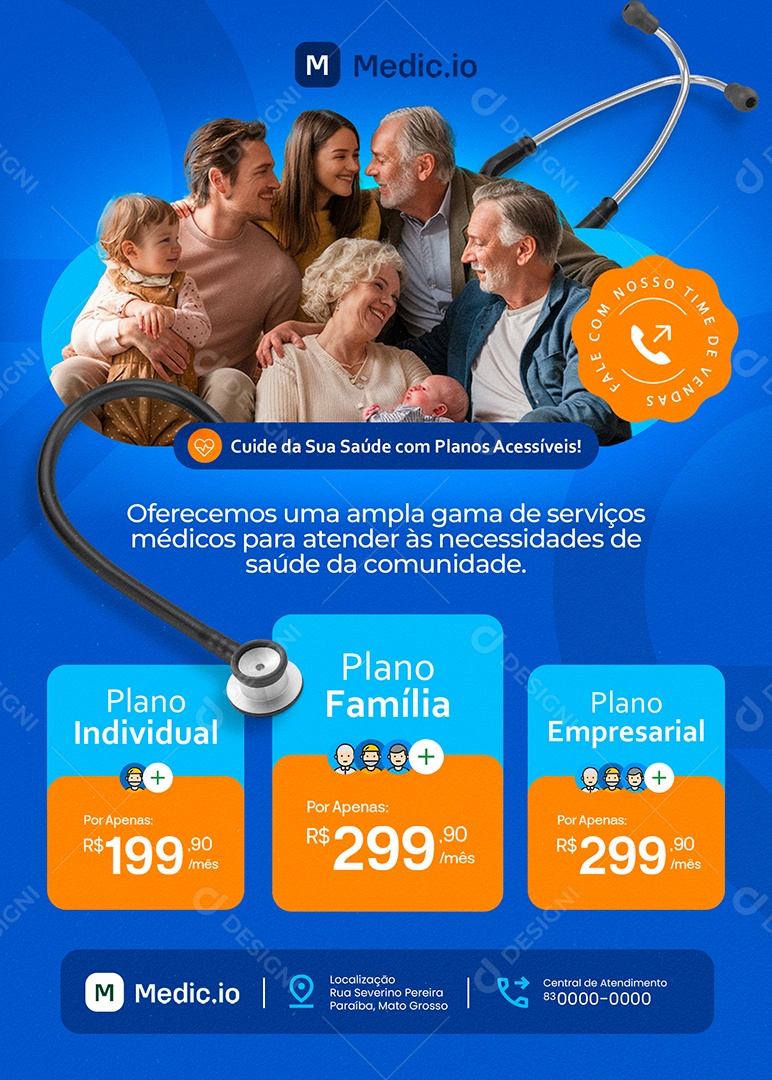 Flyer Clínica Médica Plano Família Social Media PSD Editável