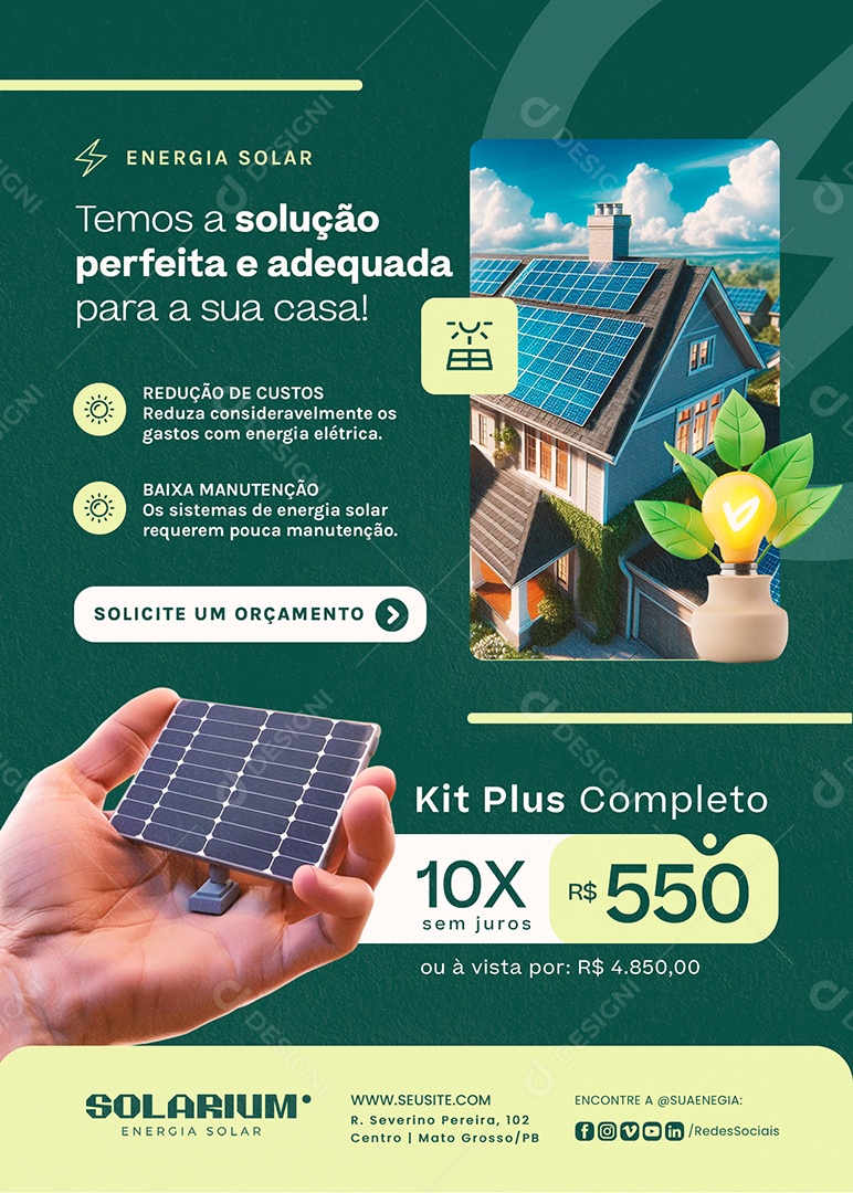 Flyer Energia Solar Kit Plus Completo Social Media PSD Editável