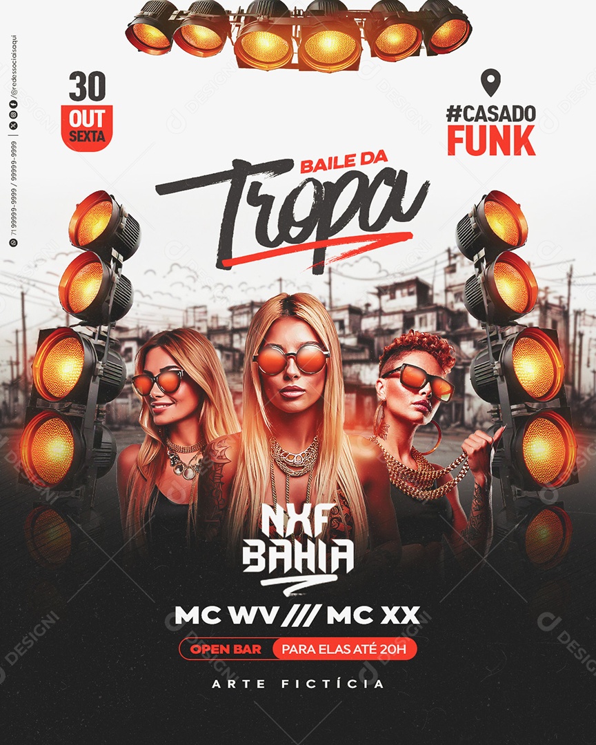 Flyer Artistas Shows Baile da Tropa Social Media PSD Editável