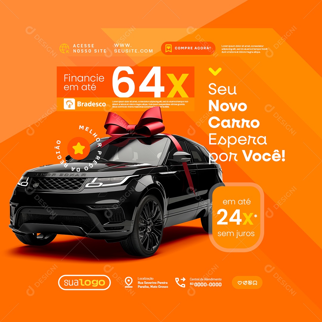 Concessionária Motos Carros Seu Novo Carro Social Media PSD Editável