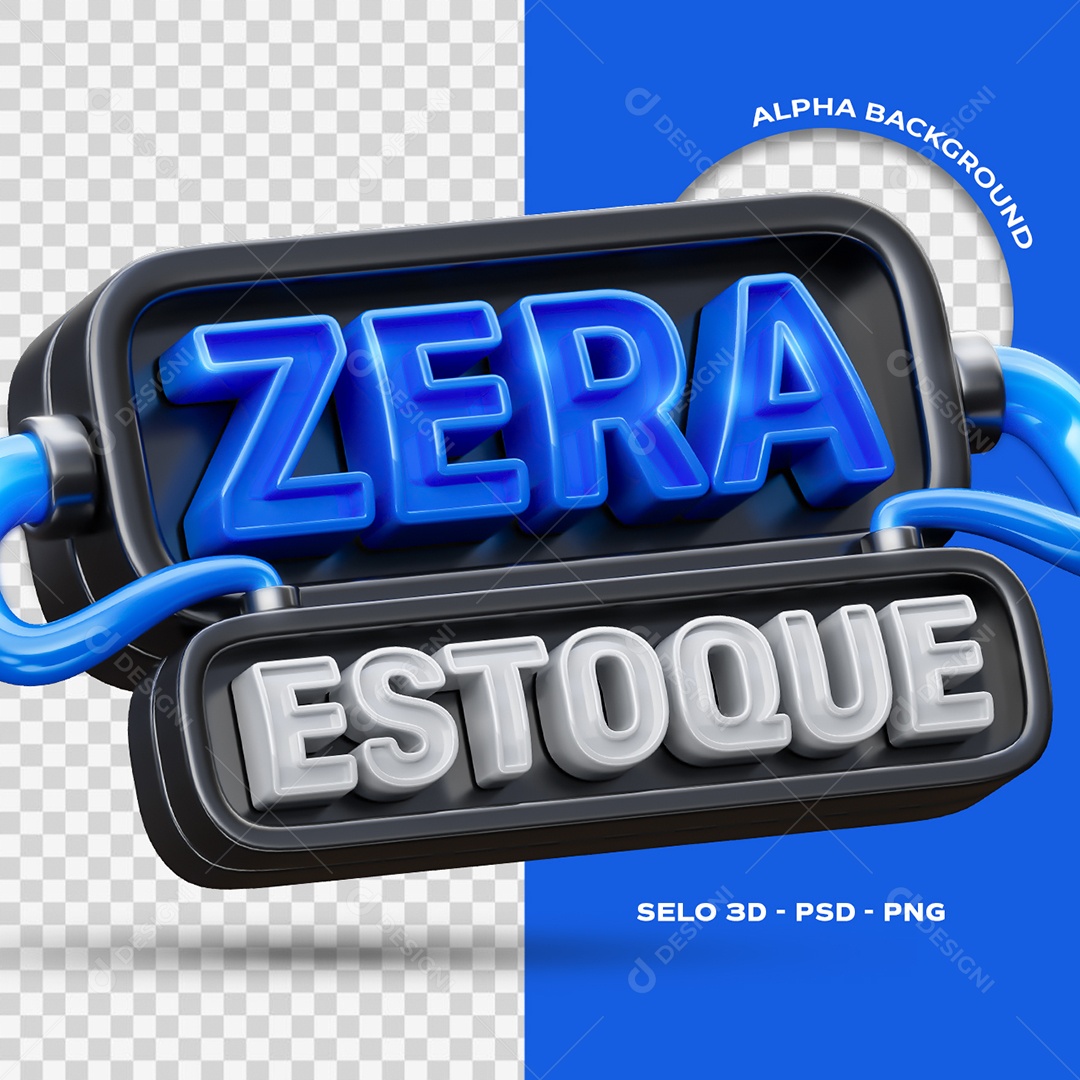 Zera Estoque Selo 3D para Composição PSD