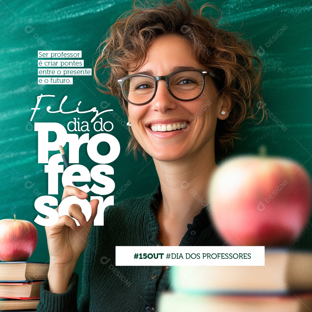 Dia do Professor 15 de Outubro Parabéns Social Media PSD Editável