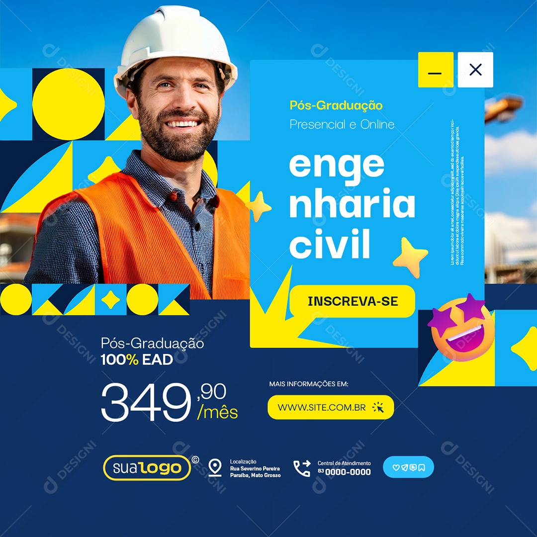 Faculdade Engenharia Civil Social Media PSD Editável