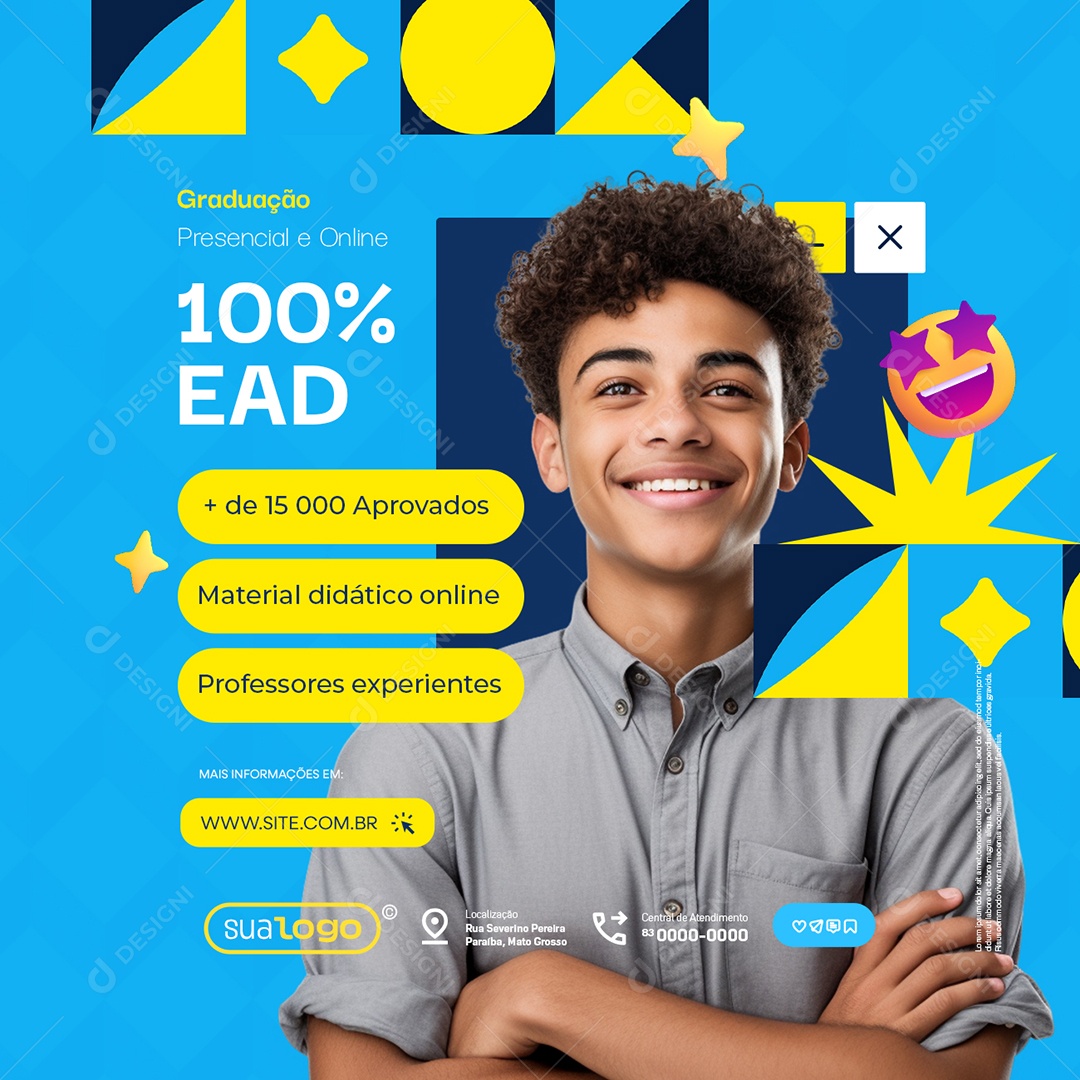 Faculdade Graduação 100% EAD Social Media PSD Editável