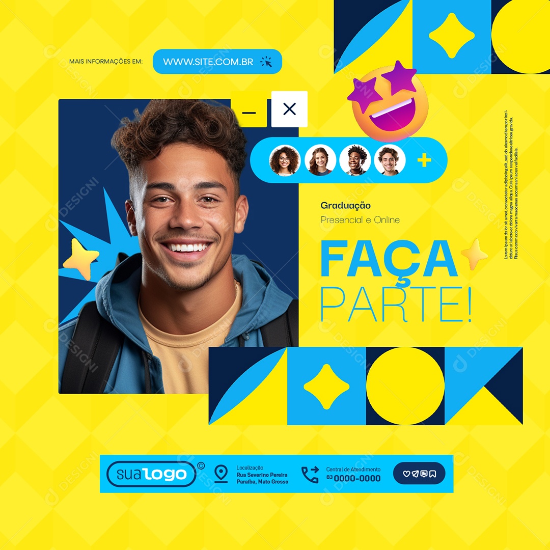 Faculdade Faça Parte Social Media PSD Editável