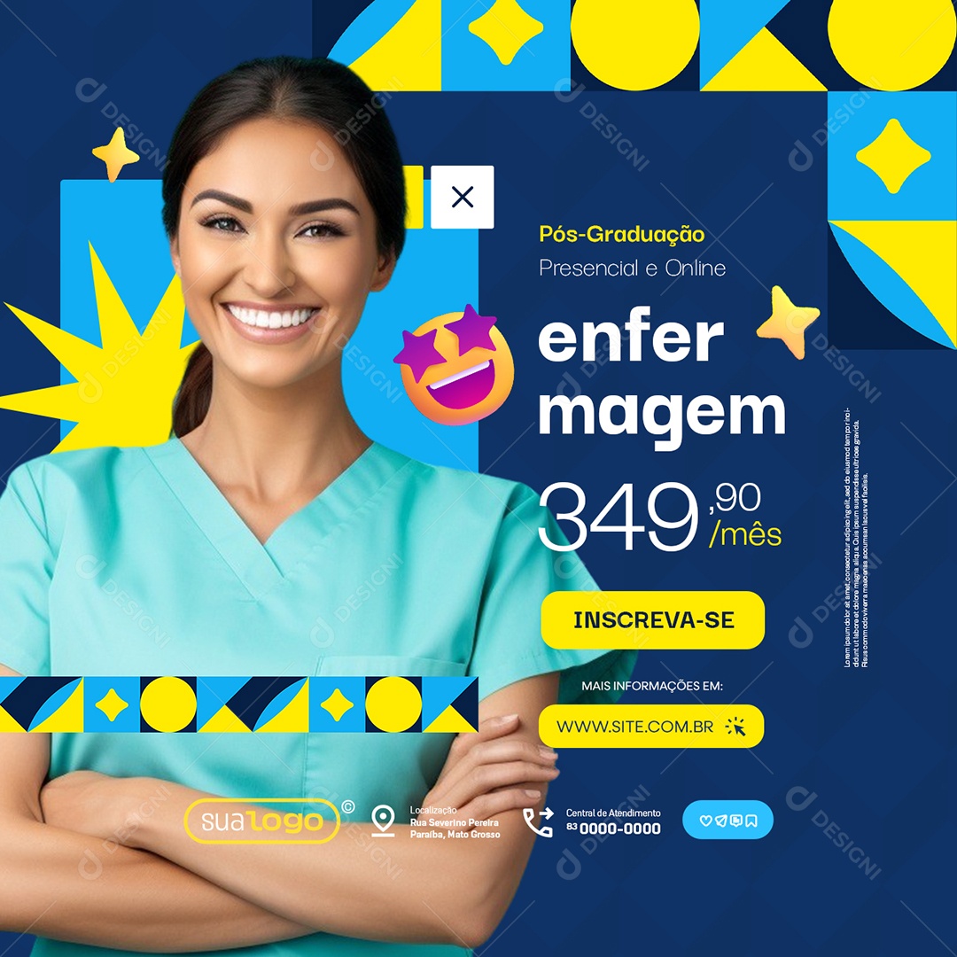 Faculdade Curso Enfermagem Social Media PSD Editável