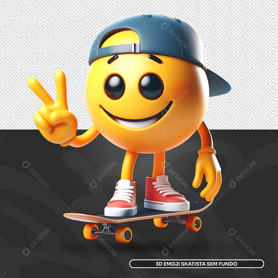 Elemento 3D Emoji skatista para Composição PSD