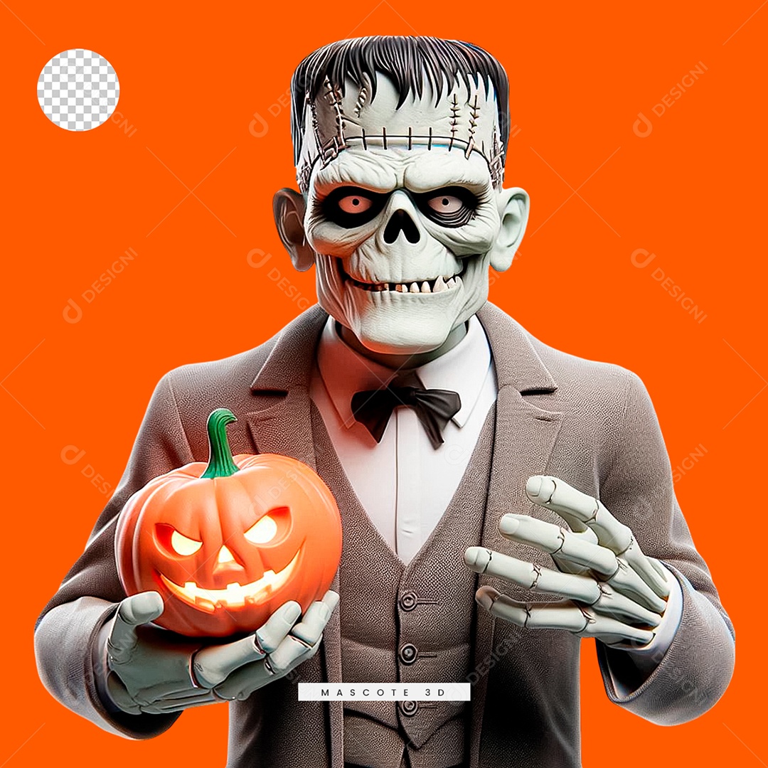 Personagem 3D de Halloween para Composição PSD