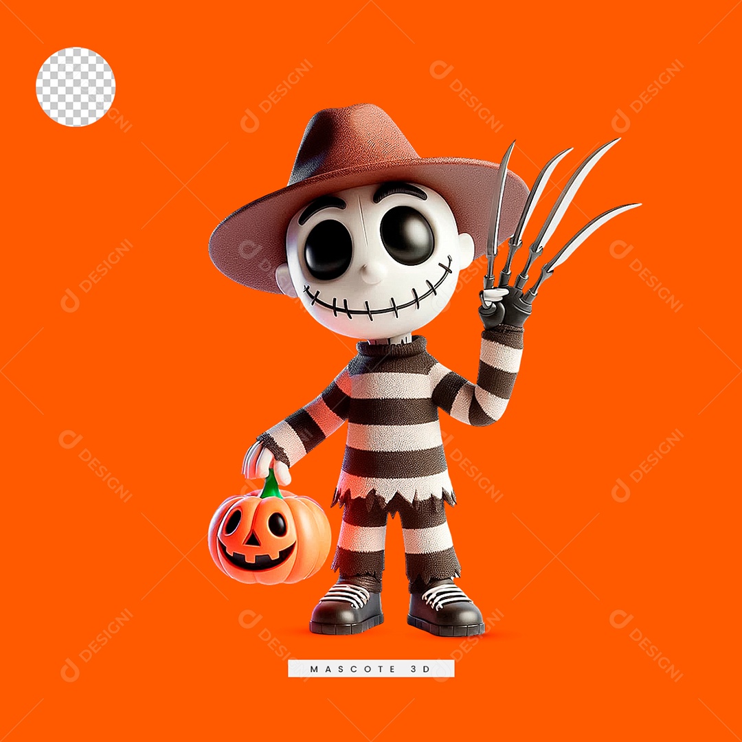 Personagem 3D de Halloween para Composição PSD