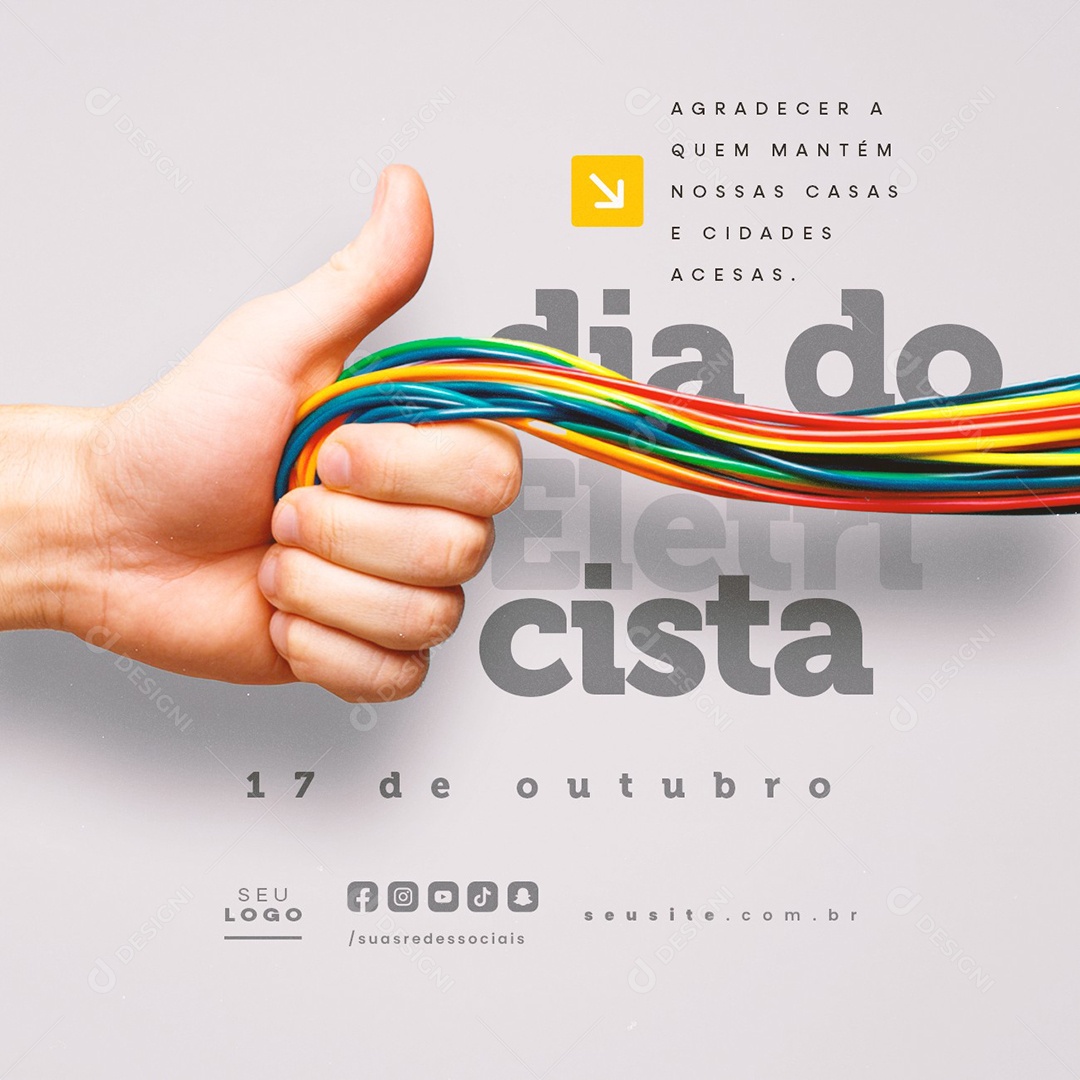 Dia do Eletricista 17 de Outubro Social Media PSD Editável