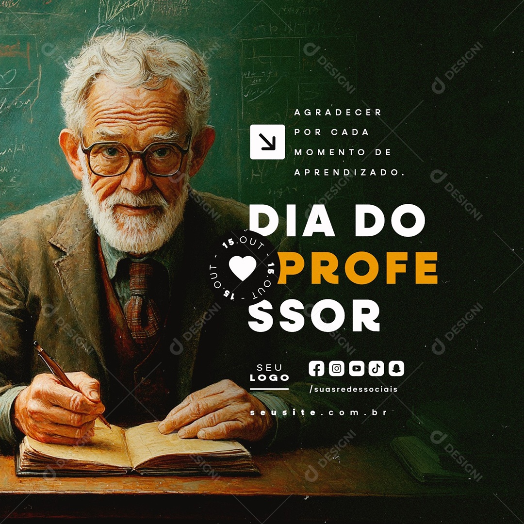 Social Media Dia do Professor 15 de Outubro PSD Editável