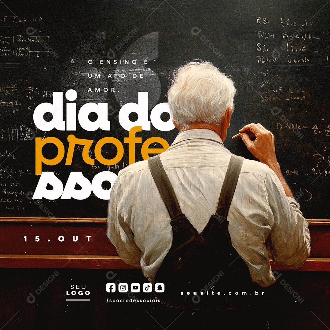 Dia do Professor 15 de Outubro Social Media PSD Editável