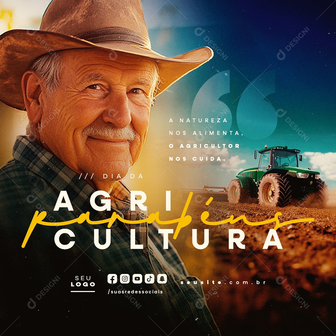 Dia da Agricultura 17 de Outubro Parabéns Social Media PSD Editável
