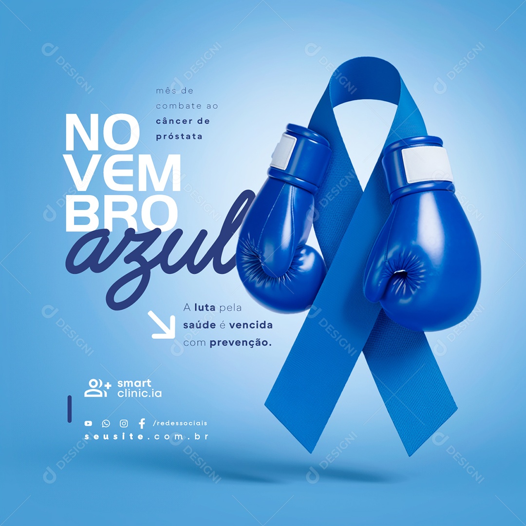 Novembro Azul A Luta pela Saúde Social Media PSD Editável