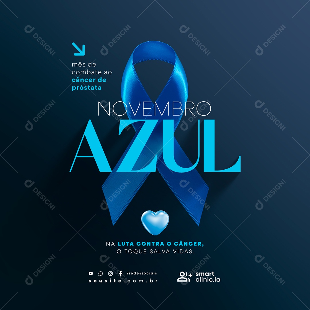 Novembro Azul Na Luta Contra o Câncer Social Media PSD Editável