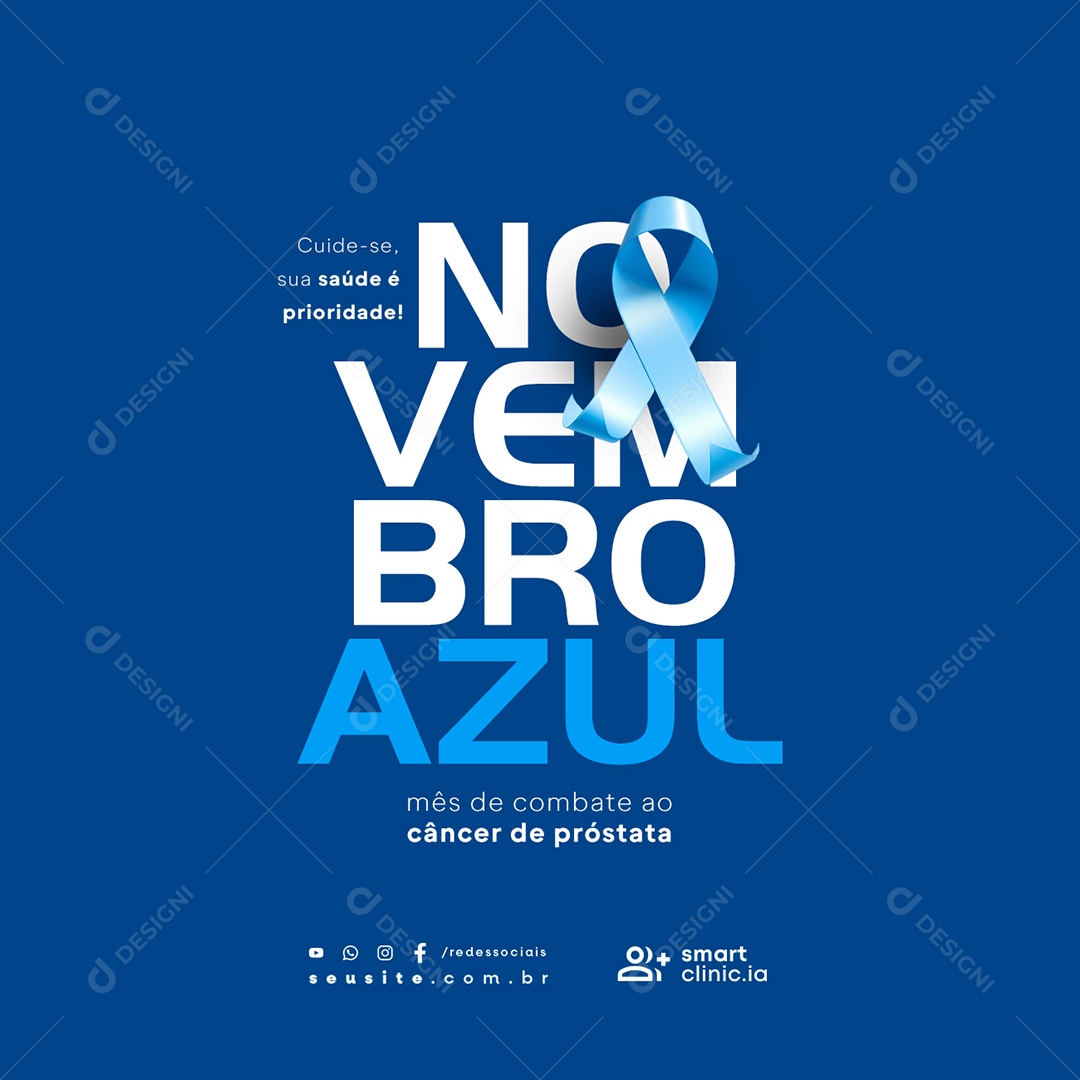 Novembro Azul Mês de Combate ao Câncer de Próstata Social Media PSD Editável