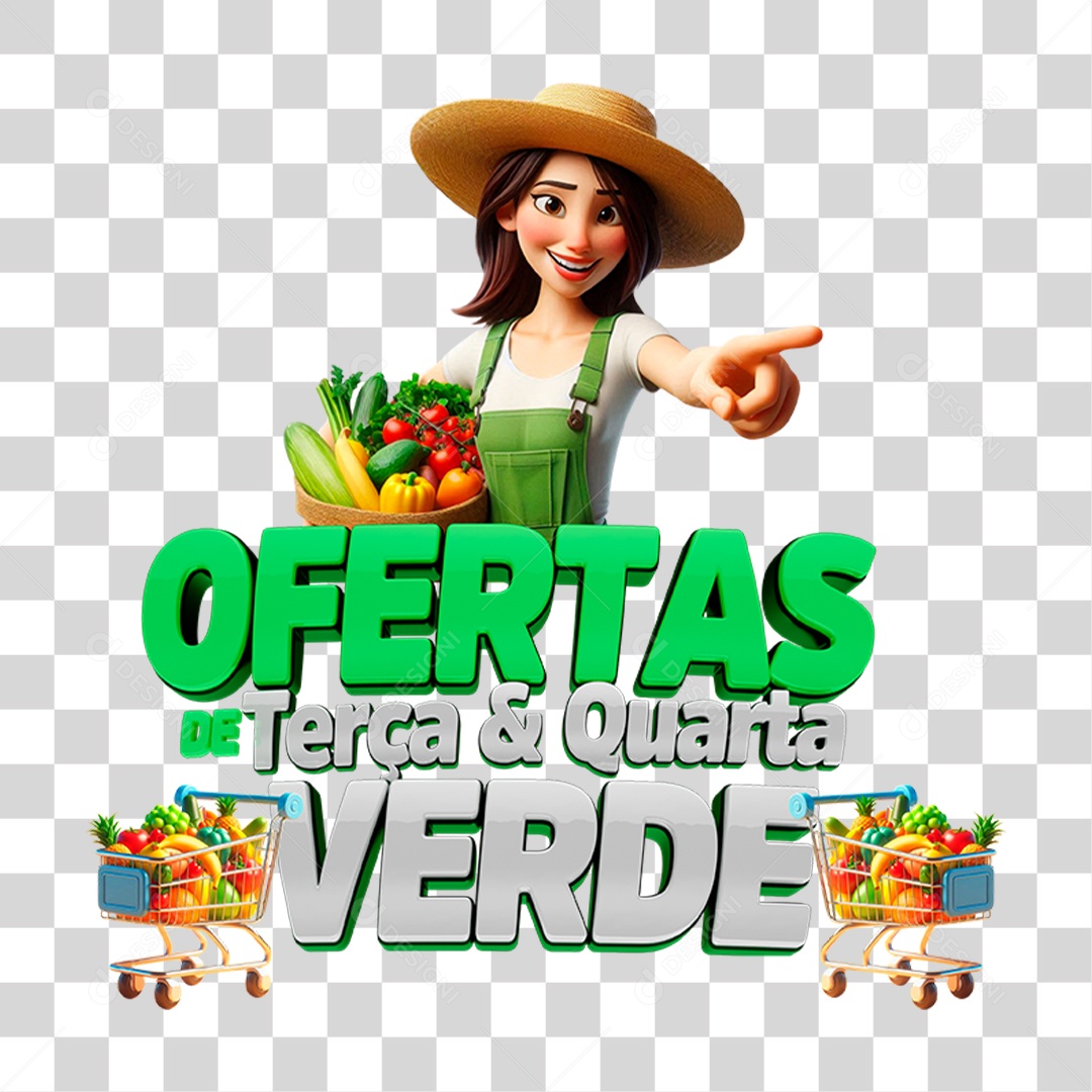 Selo 3D Ofertas de Terça e Quarta Verde PNG Transparente