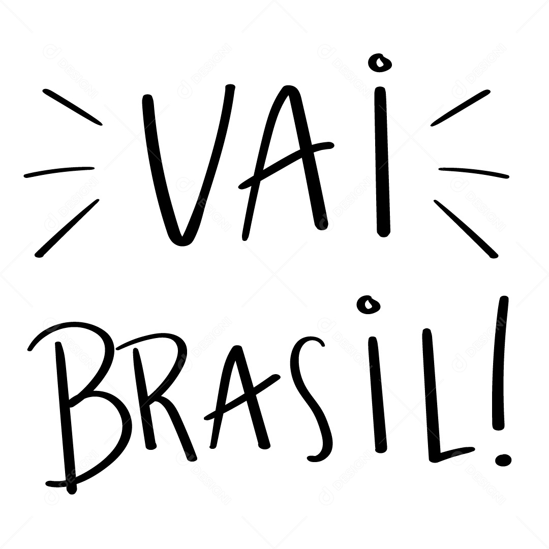 Lettering Brasil Vai Brasil Vetor EPS Editável