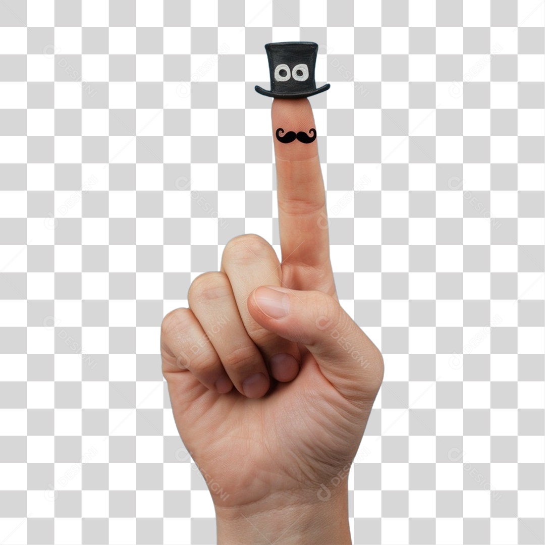 Mão Dedo com Chapéu e Bigode PNG Transparente
