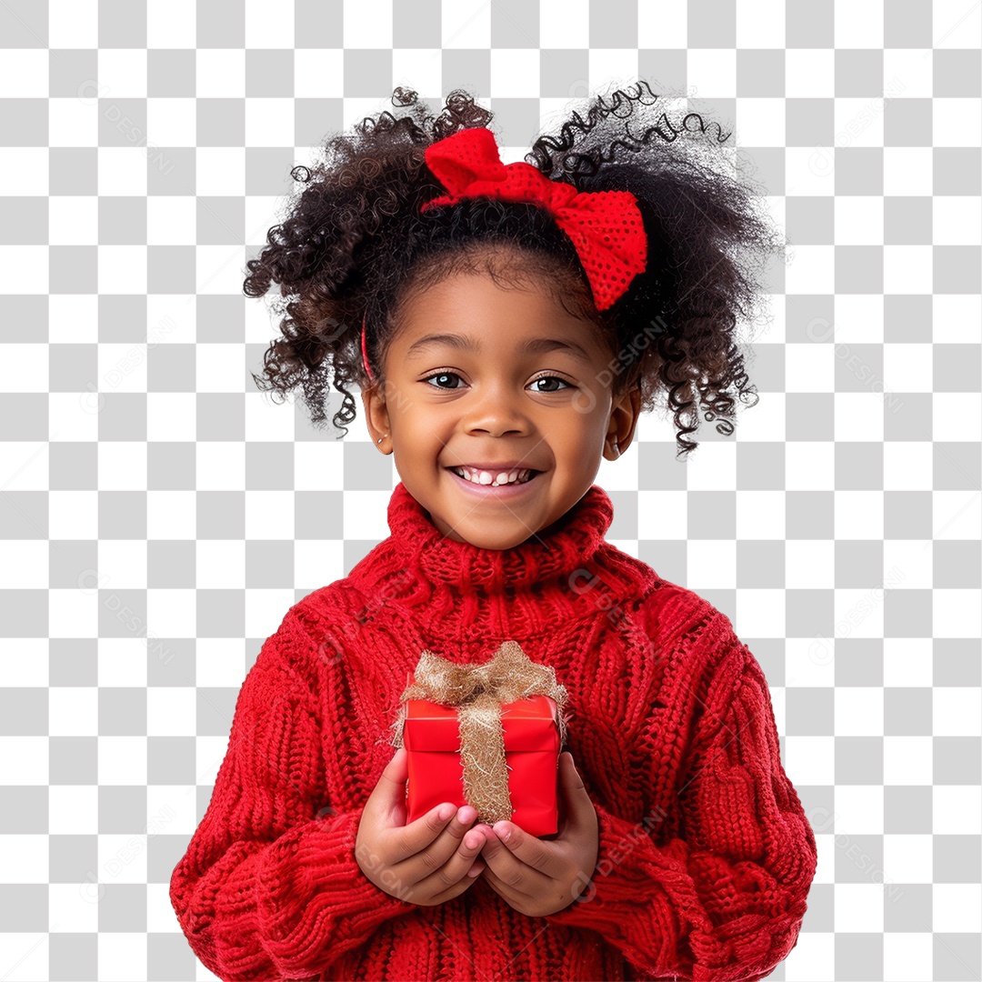 Criança Segurando Presente de Natal PNG Transparente