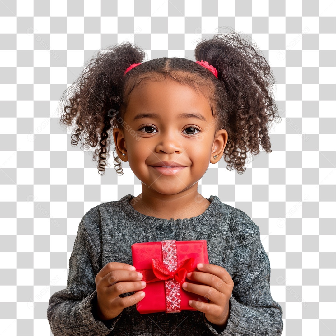 Criança Segurando Presente de Natal PNG Transparente