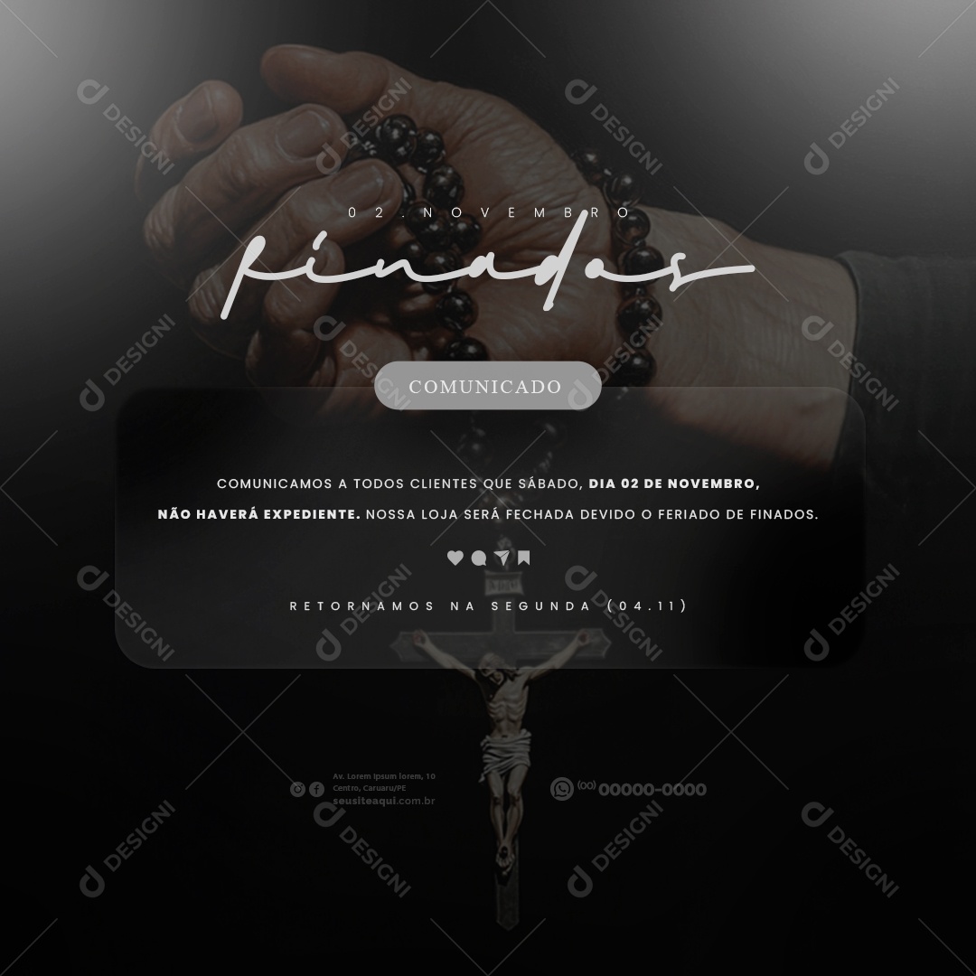 Social Media Comunicado Feriado Dia dos Finados PSD Editável