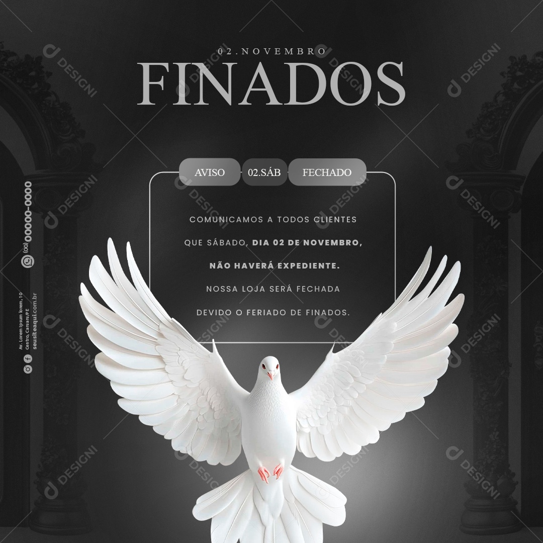 Comunicado Feriado Dia de Finados Socila Media PSD Editável