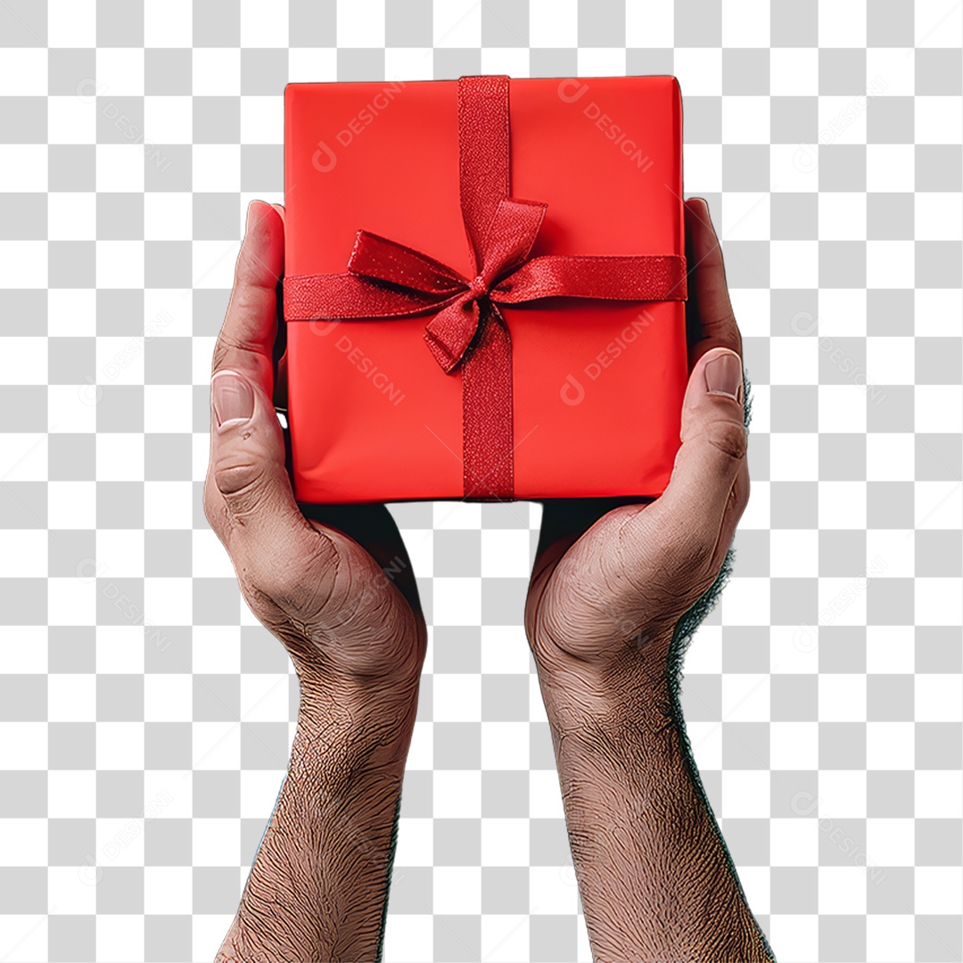 Mãos Segurando Presente de Natal PNG Transparente