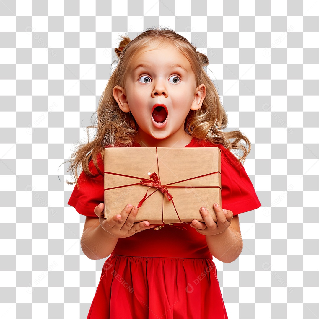 Criança Segurando Presente de Natal PNG Transparente