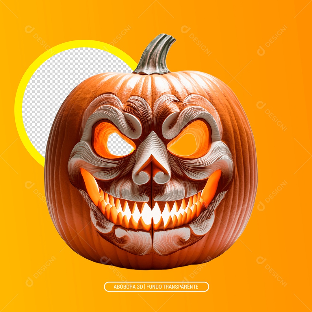Abobora Assustadora De Halloween Elemento 3D Para Composição PSD