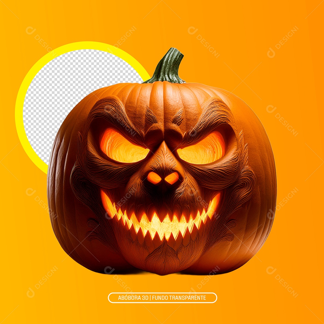 Abobora Assustadora De Halloween Elemento 3D Para Composição PSD