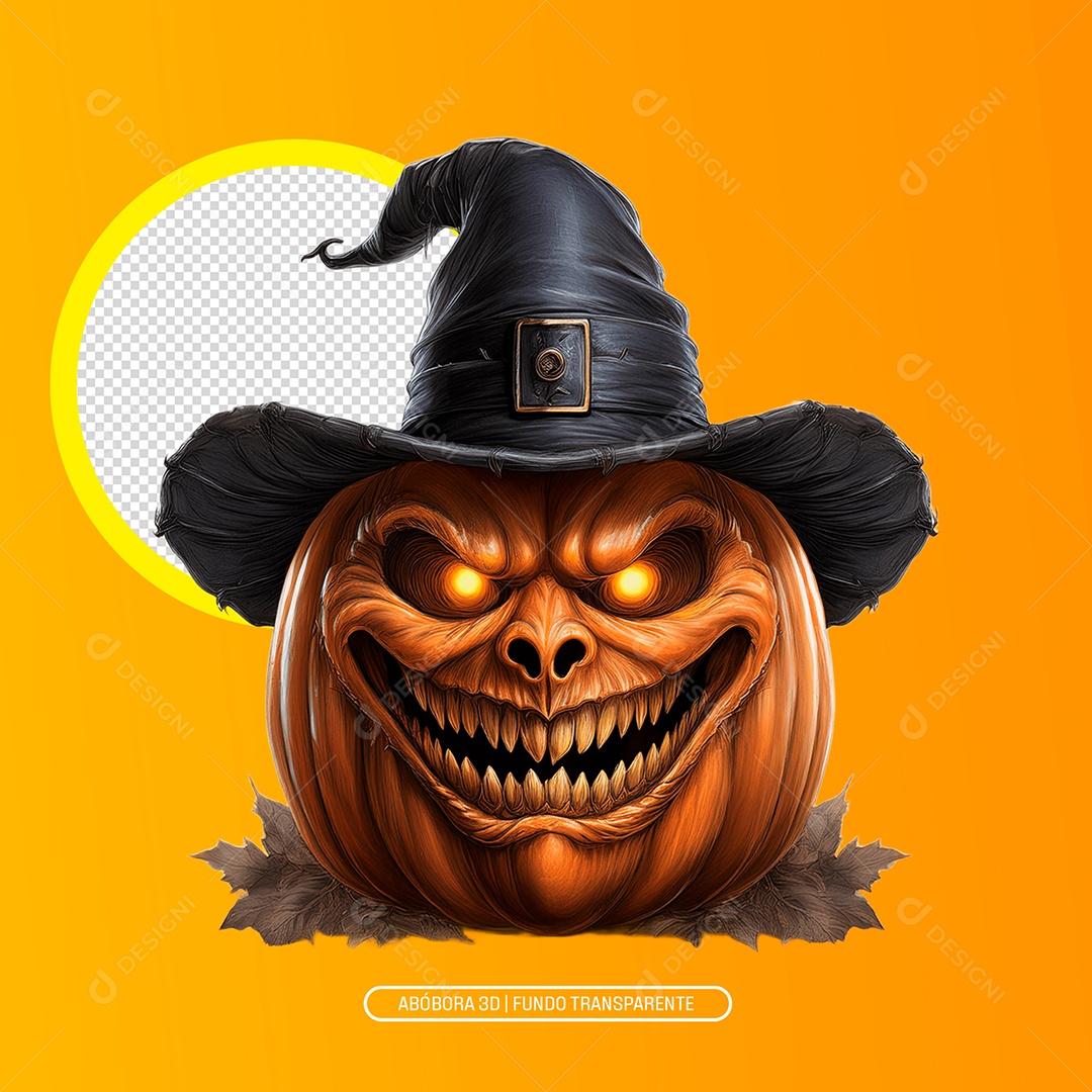Abobora Assustadora De Halloween Elemento 3D Para Composição PSD