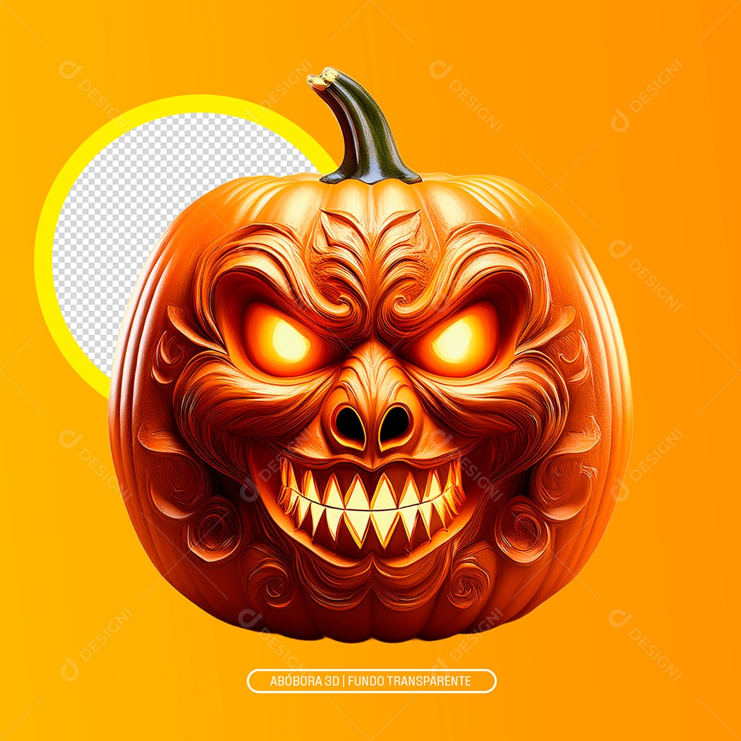 Abobora Assustadora De Halloween Elemento 3D Para Composição PSD
