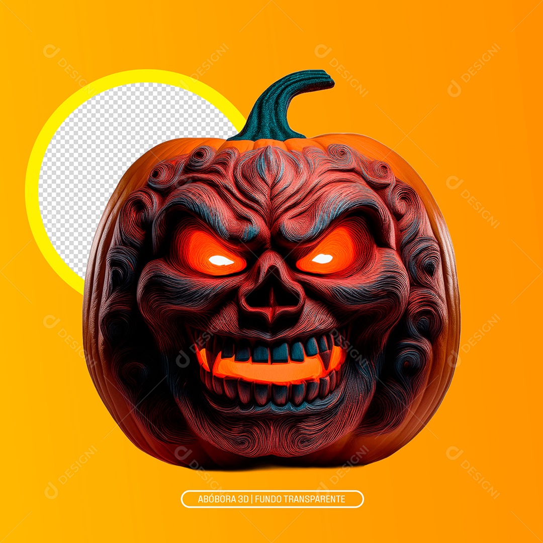 Abobora Assustadora De Halloween Elemento 3D Para Composição PSD