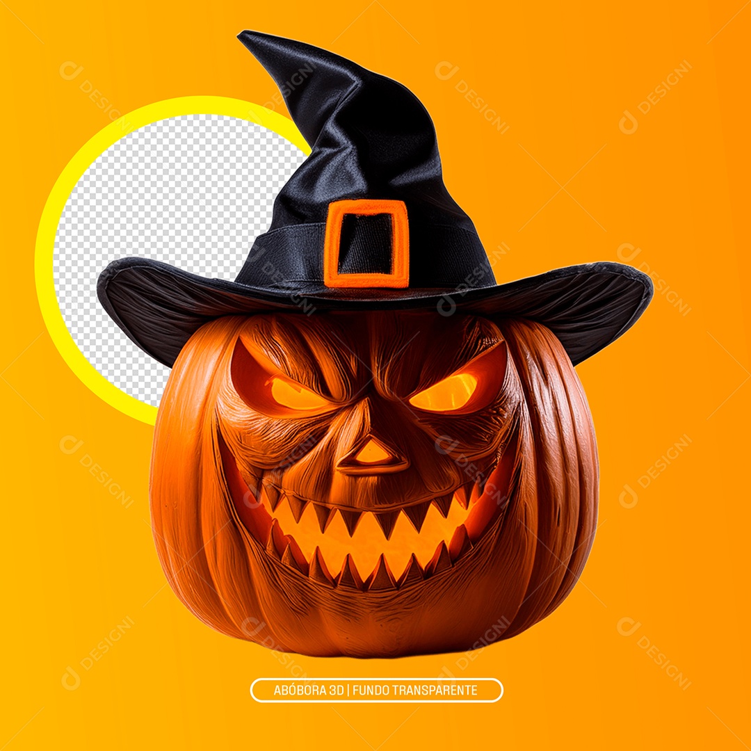 Abobora Assustadora De Halloween Elemento 3D Para Composição PSD.