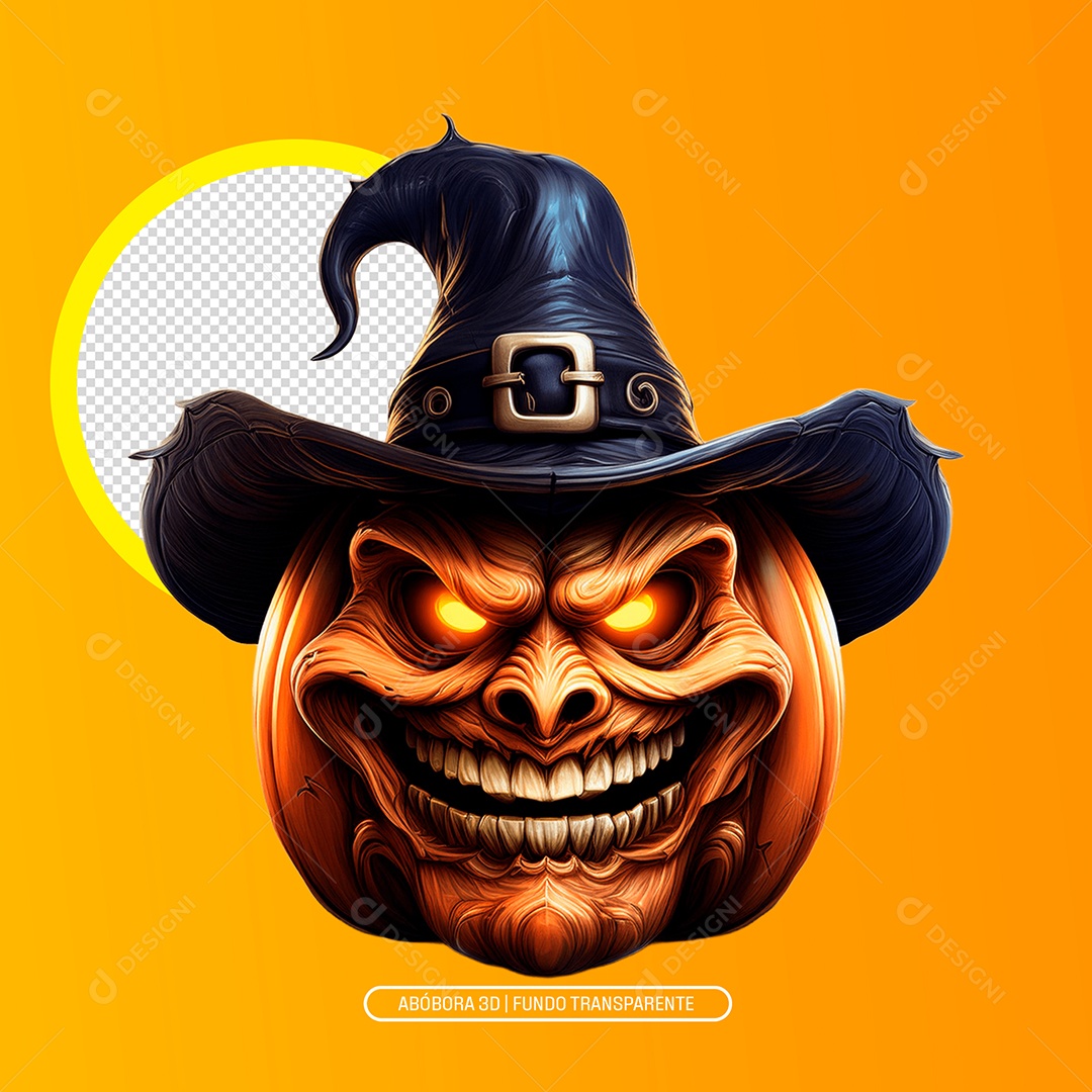 Halloween Scared Pumpkin 3D Element for PSD Composition