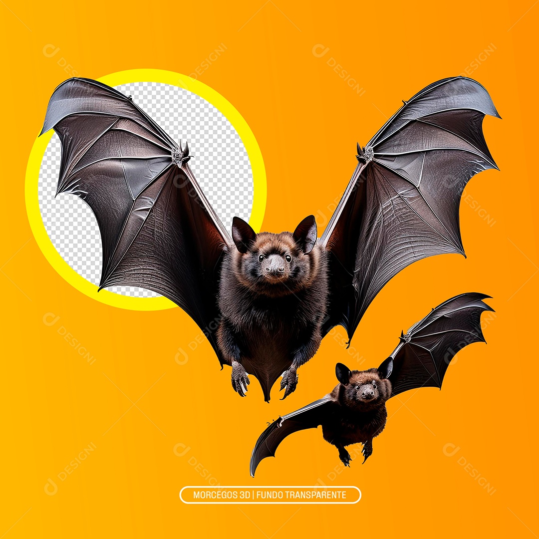 Morcegos Halloween 3D para Composição PSD