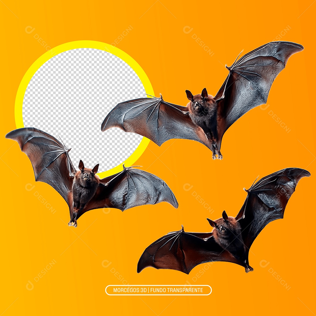 Morcegos Halloween 3D para Composição PSD