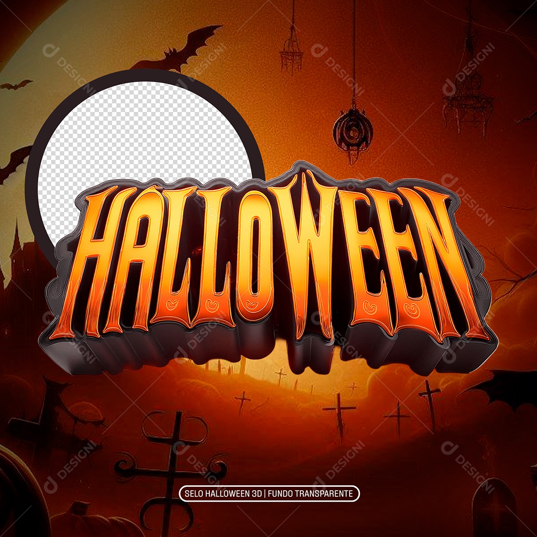 Halloween Selo 3D para Composição PSD