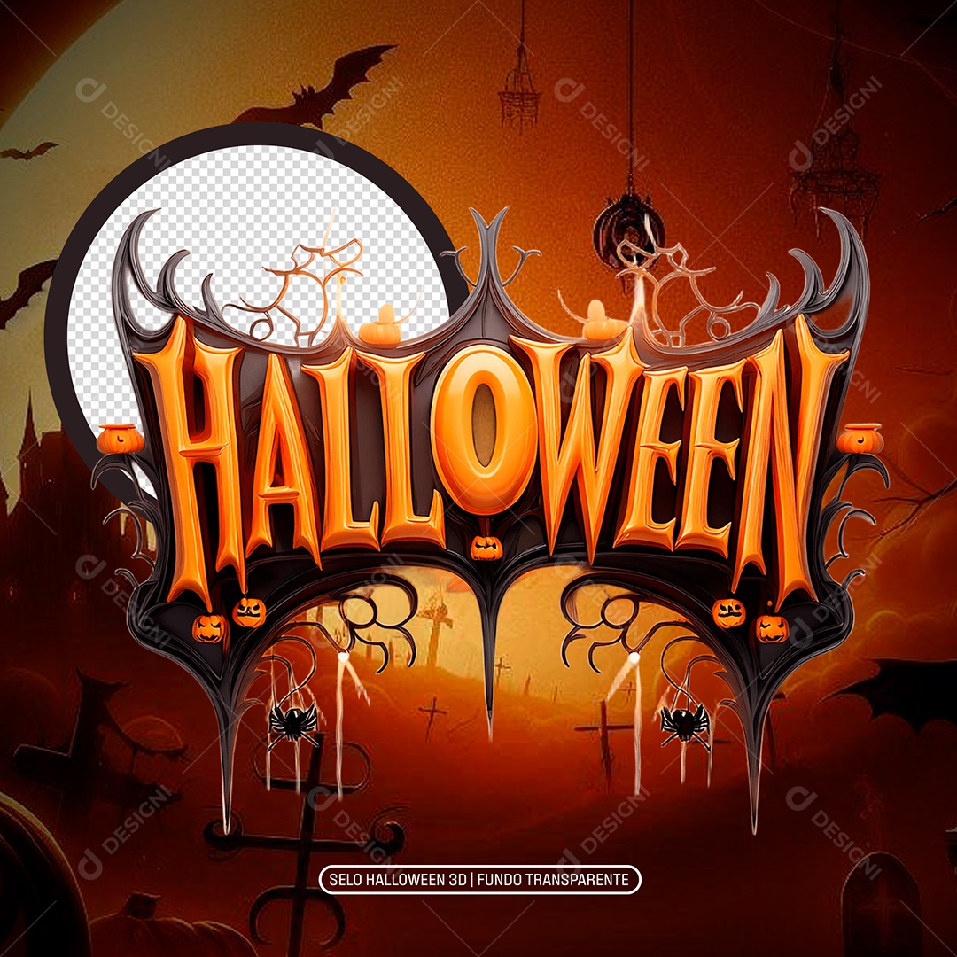 Halloween Selo 3D para Composição PSD